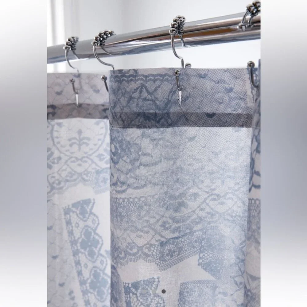 Urban Outfitters Torn Lacey Shower Curtain Blue Floral 72in x 72in
